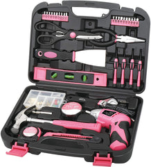 135 Piece Household Tool Kit Pink with Pivoting Dual-Angle 3.6 V Lithium-Ion Cordless Screwdriver - DT0773N1