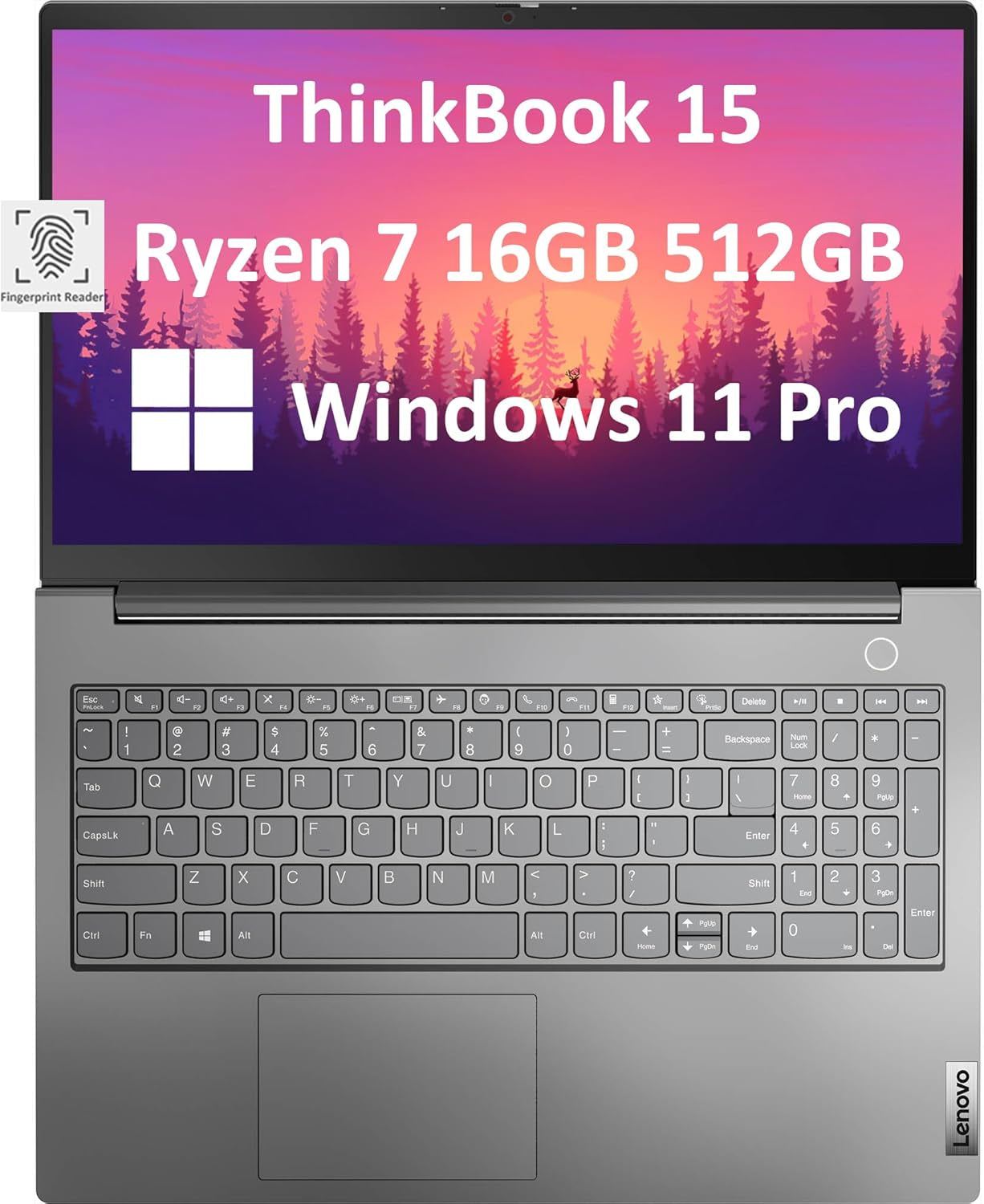 Lenovo Thinkbook 15 Business Laptop (15.6" FHD Anti-Glare, 16GB RAM, 512GB SSD, AMD Ryzen 7 5825U (> I7-1165G7)), FHD Webcam W/ Shutter, Military Grade, Fingerprint, Ethernet, Win 11 Pro, Grey, 2024