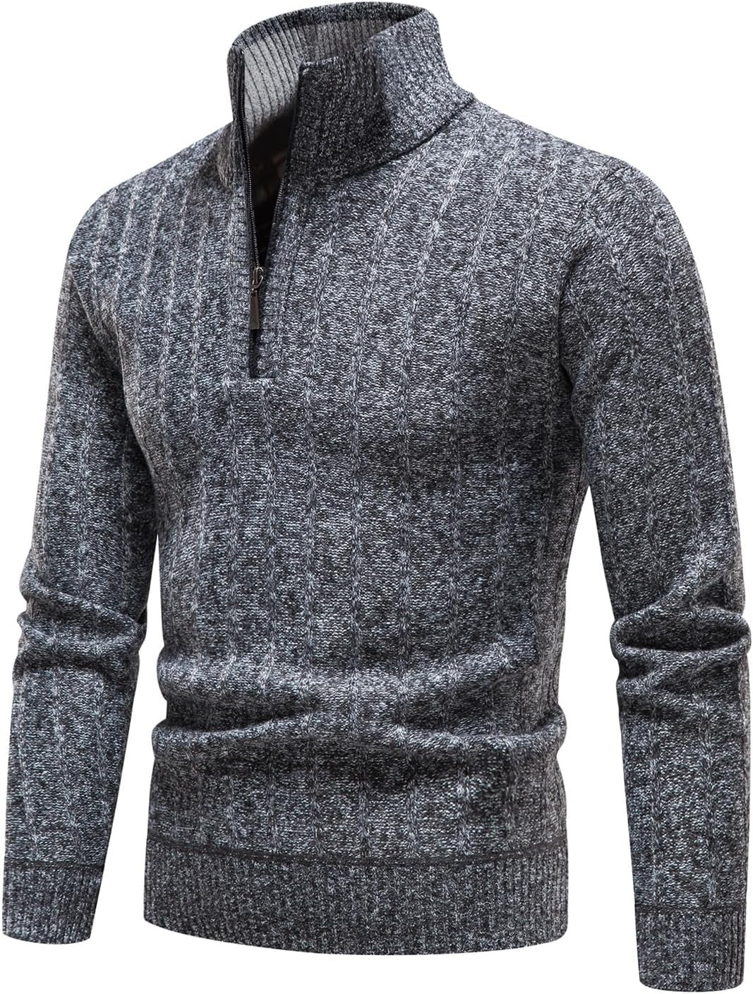 Quarter Zip Sweater Men'S Pullover Sweaters Knit Long Sleeve Sweater Men