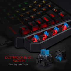 K585 DITI One-Handed RGB Mechanical Gaming Keyboard, 42 Keys Type-C Professional Gaming Keypad W/Upgraded Hot-Swappable Socket, 7 Onboard Macro Keys & Detachable Wrist Rest