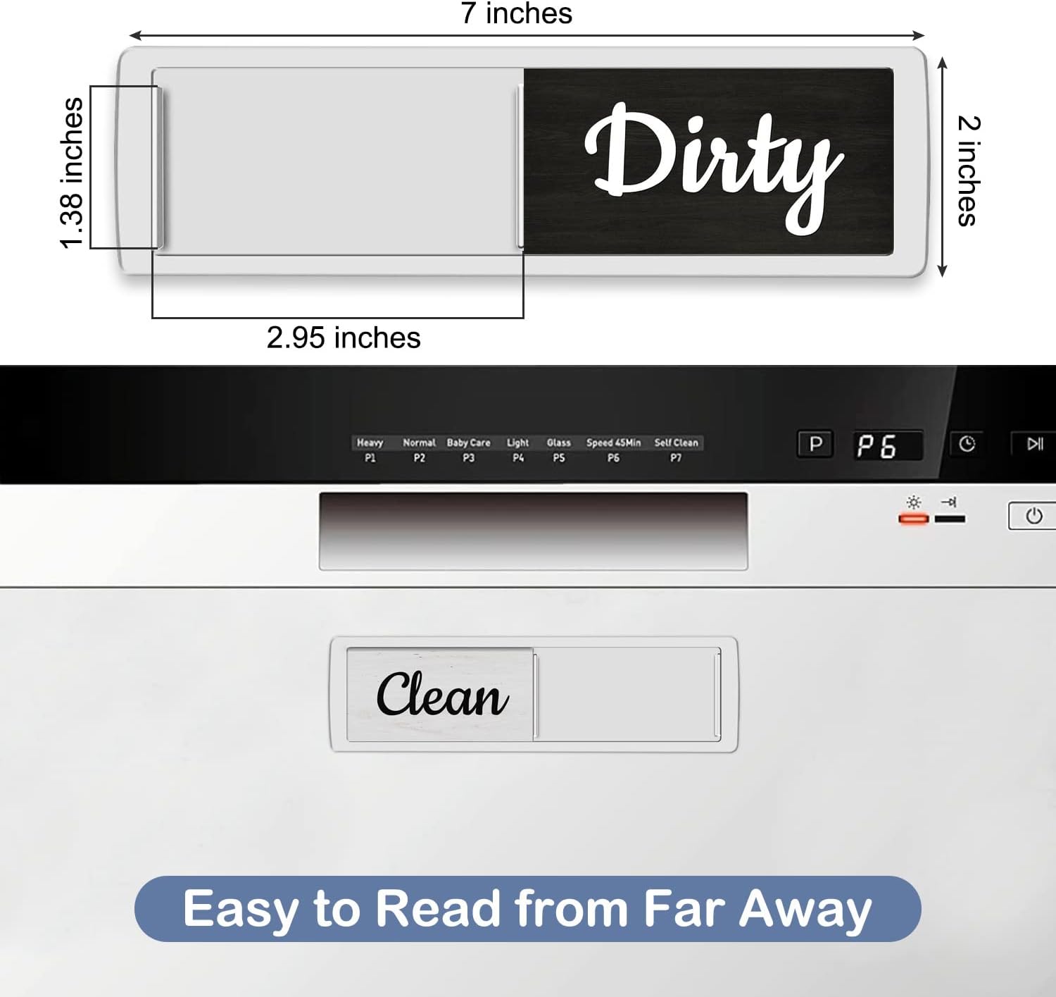 Dishwasher Magnet Clean Dirty Sign, Farmhouse Rustic Wood Design Black and White Non-Scratch/Easy to Read & Slide/Strong Magnet Clean Dirty Magnet for Dishwasher (A-Silver)