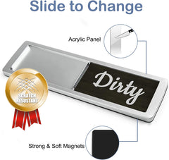 Dishwasher Magnet Clean Dirty Sign, Farmhouse Rustic Wood Design Black and White Non-Scratch/Easy to Read & Slide/Strong Magnet Clean Dirty Magnet for Dishwasher (A-Silver)