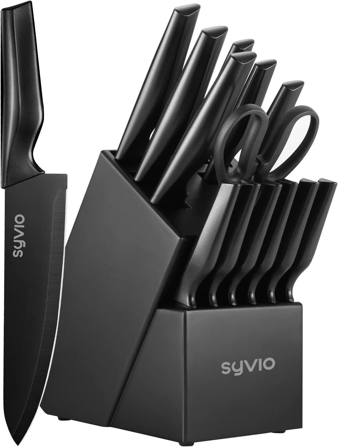 Knife Set,  15Pcs Knife Sets for Kitchen with Block and Sharpener, Razor-Sharp, Effortless Sharpening, Premium Kitchen Knives with Heavy Poultry Shears and 6Pcs Serrated Steak Knives