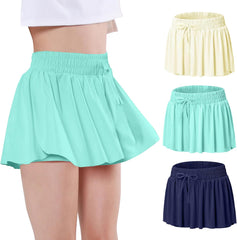 Girls Butterfly Shorts Flowy Athletic 2 in 1 Tennis Gym Cheer Skirt Skort Dance Running Preppy Clothes 2-14Y