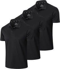 Men’S 3 Pack Polo Shirt Moisture Wicking Dry Fit Performance Athletic Short Sleeve Golf Shirt