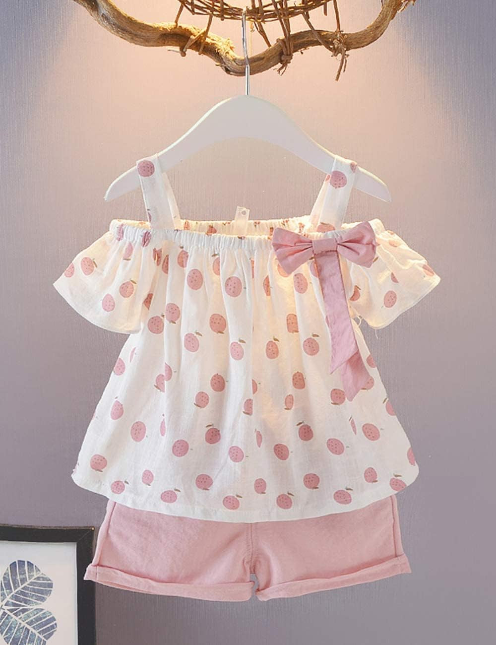 Toddler Baby Girls Summer Clothes Outfits Ruffle Camisole Spot Dot Tops and Casual Shorts Newborn Girl Clothing