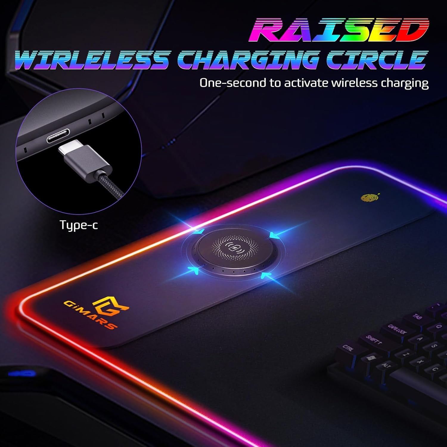 RGB Gaming Mouse Pad,15W Wireless Charging Mousepad with 10 Light Modes, Large Mousepad with Premium Smooth Surface, Non-Slip Mouse Mat for Gaming, Desk, Pc,Office, 31.5X11.8X0.16Inch