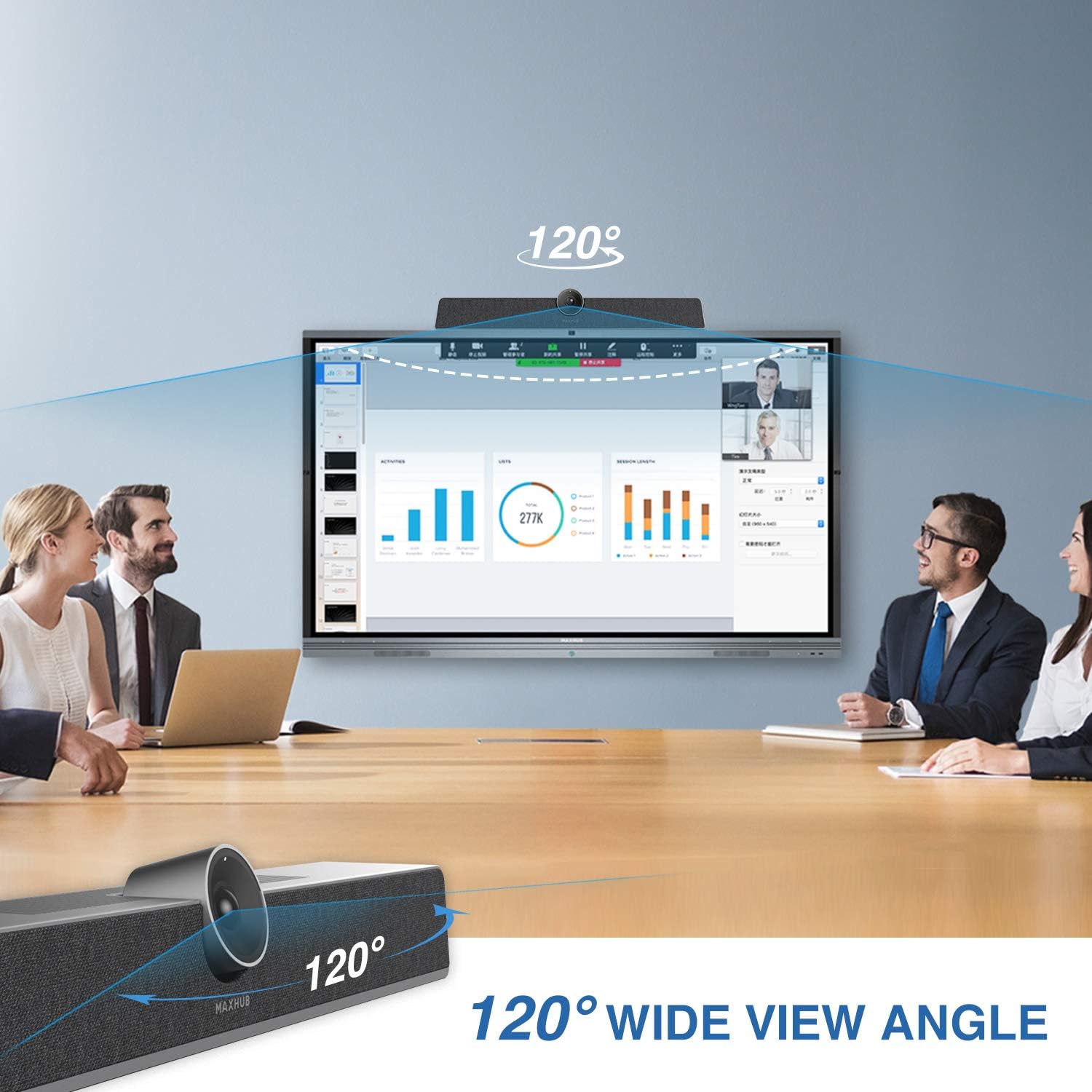 & MAXHUB 4K Video Conference Camera,Video and Audio Conferencing System All-In-One Webcam with Microphone for Small Meeting Rooms Wide Angle