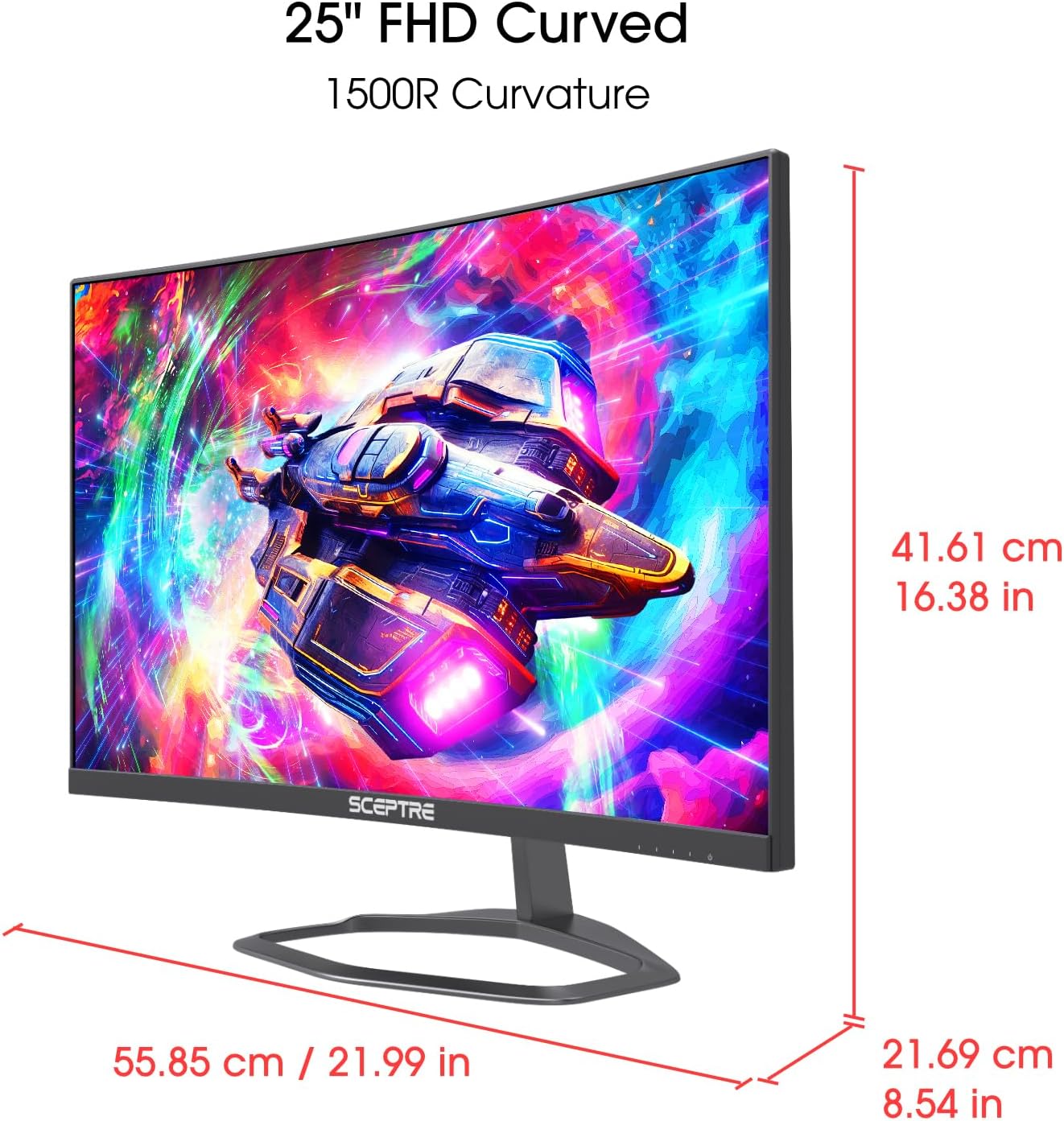 Curved 24.5-Inch Gaming Monitor up to 240Hz 1080P R1500 1Ms Displayport X2 HDMI X2 Blue Light Shift Build-In Speakers, Machine Black 2023 (C255B-FWT240)