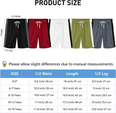 5 Pack Youth Boys' Mesh Athletic Shorts Kid Soccer Shorts Boys Running Shorts Quick Dry Sports Gym Basketball Shorts