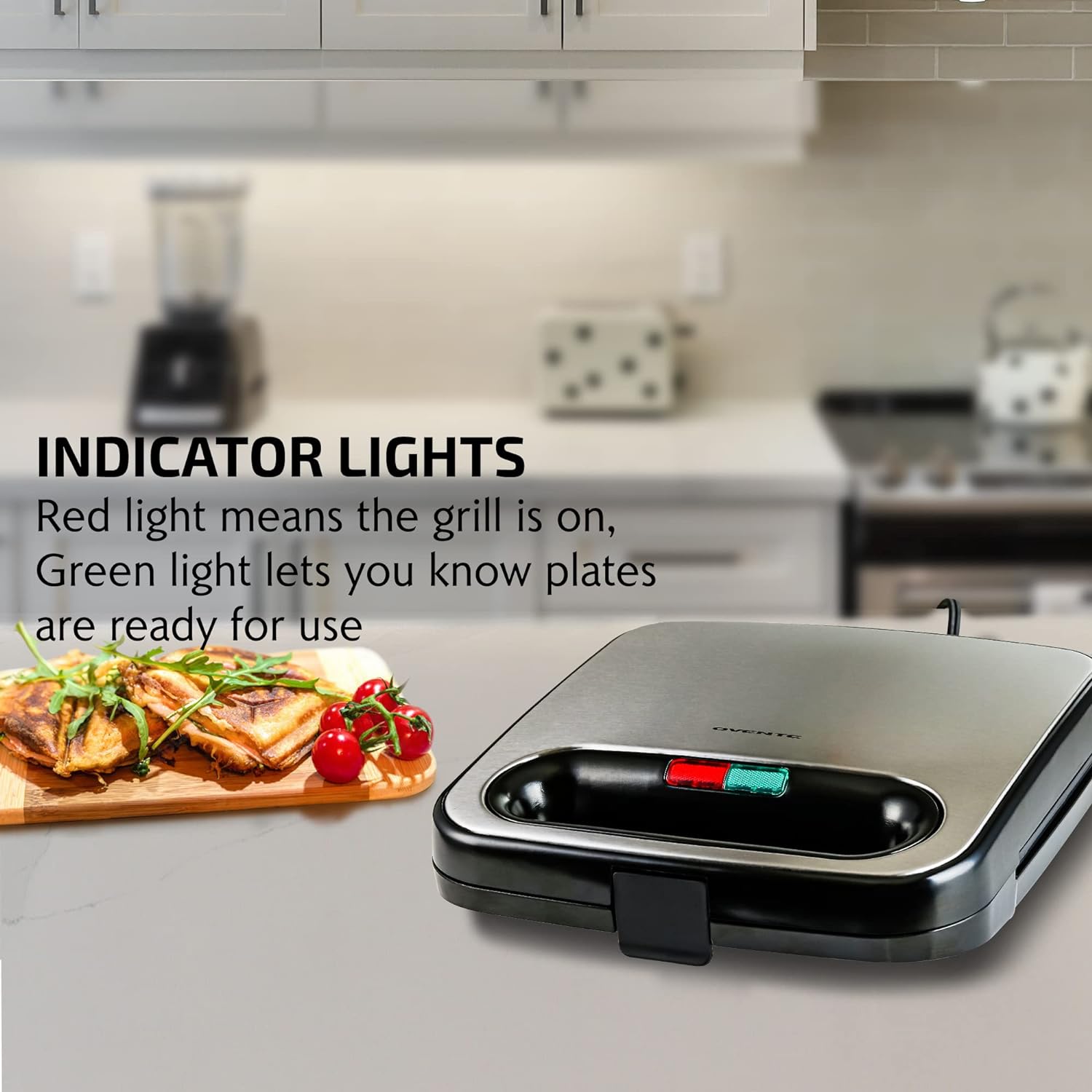 Electric Sandwich Maker with Non-Stick Plates, Indicator Lights, Cool Touch Handle, Easy to Clean and Store, Perfect for Cooking Breakfast, Grilled Cheese, Tuna Melts and Snacks, Black GPS401B