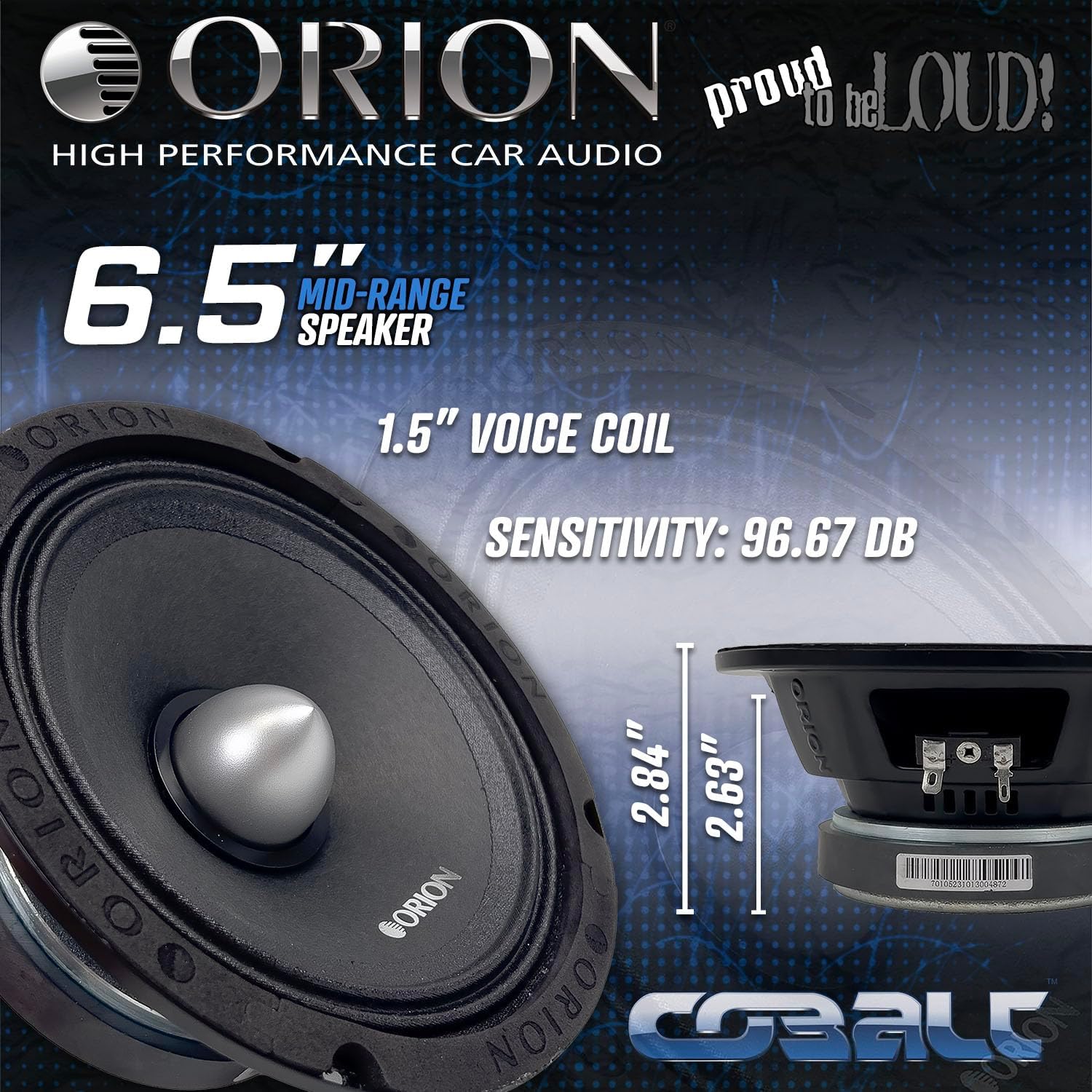 Cobalt CM65 High Efficiency 6.5" Mid-Range Bullet Loudspeakers, 1000W Max Power, 250W RMS, 4 Ohm, 1.5" Voice Coil - Pro Car Audio Stereo, Midrange Speakers (Pair)