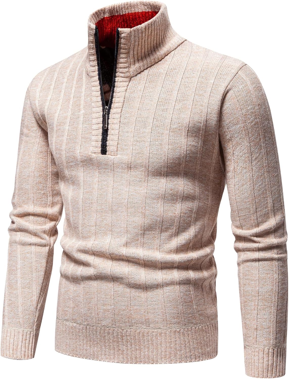 Quarter Zip Sweater Men'S Pullover Sweaters Knit Long Sleeve Sweater Men