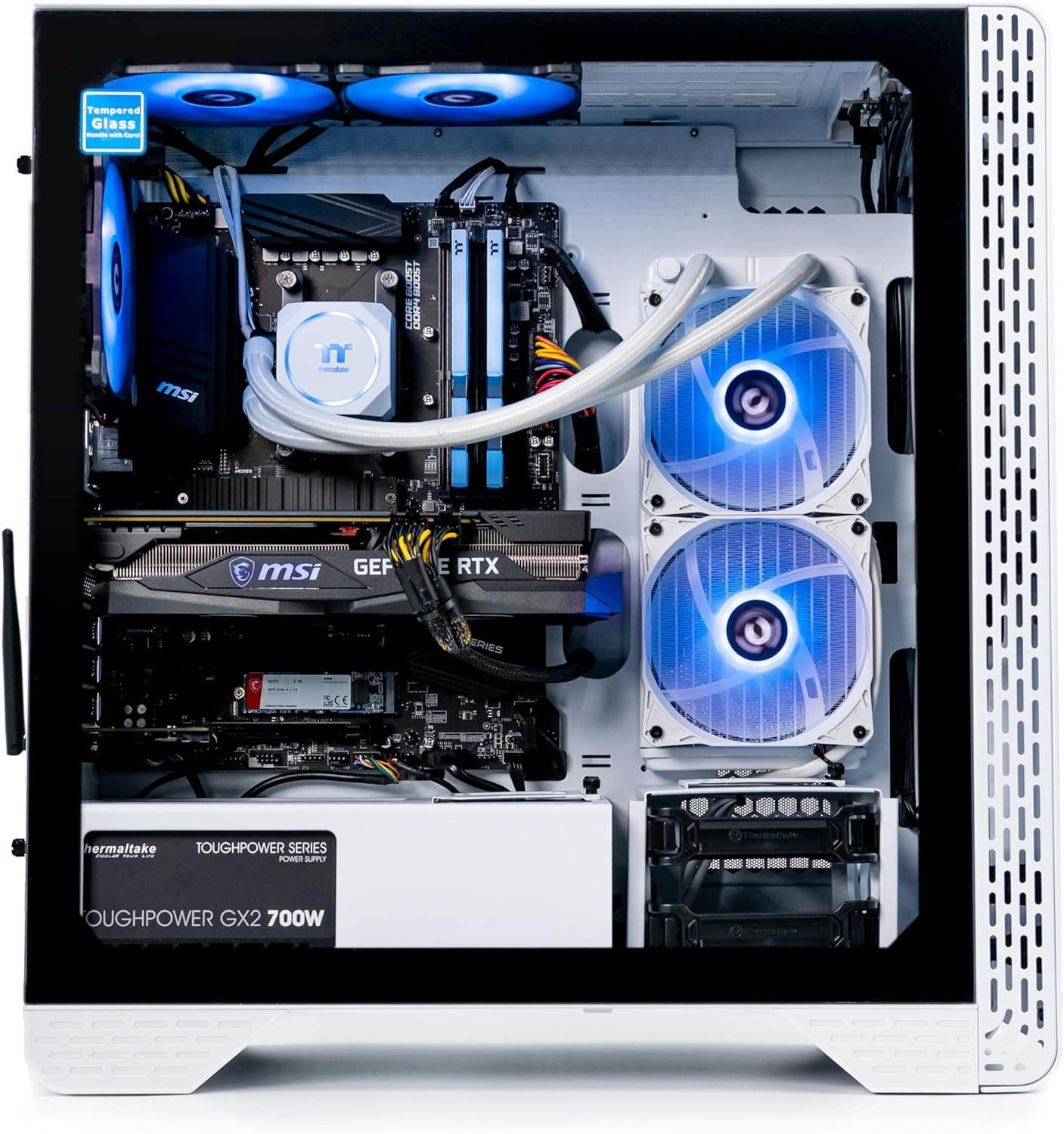 Glacier 360 Liquid-Cooled PC (AMD Ryzen 5 5600X, RTX 3060, 16GB 3600Mhz DDR4 Toughram RGB Memory, 1TB Nvme M.2, Wifi, Win 10 Home) Gaming Desktop Computer S3Wt-B550-G36-Lcs,White