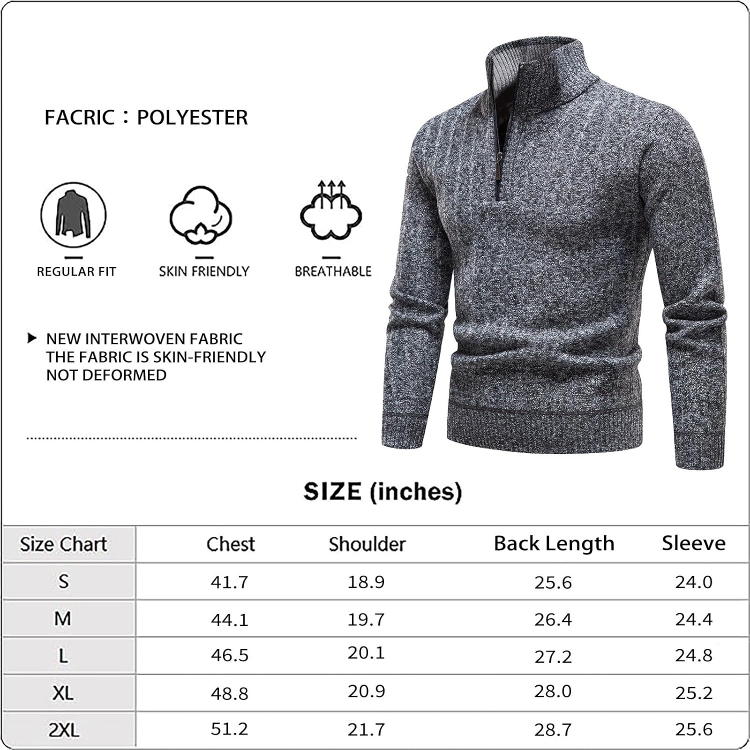 Quarter Zip Sweater Men'S Pullover Sweaters Knit Long Sleeve Sweater Men