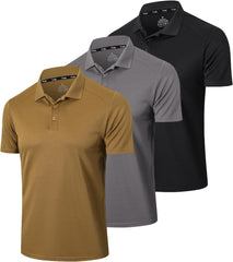 Men’S 3 Pack Polo Shirt Moisture Wicking Dry Fit Performance Athletic Short Sleeve Golf Shirt