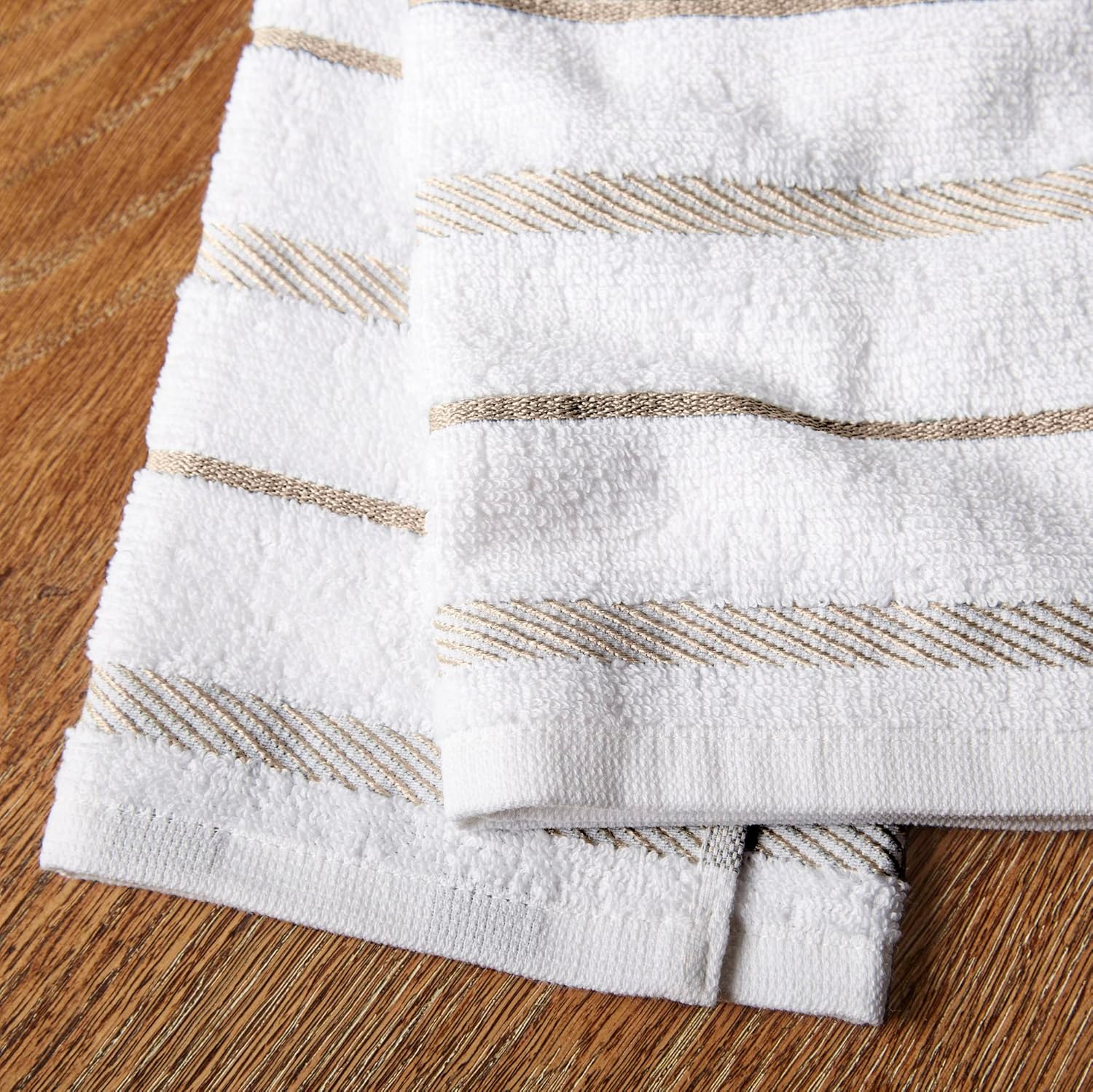 Albany Kitchen Towel 4-Pack Set, Milkshake Tan/White, 16"X26"