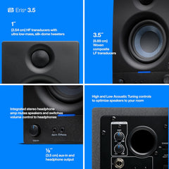 Eris 3.5 Studio Monitors, Pair — Powered, Active Monitor Speakers for near Field Music Production, Desktop Computer, Hi-Fi Audio