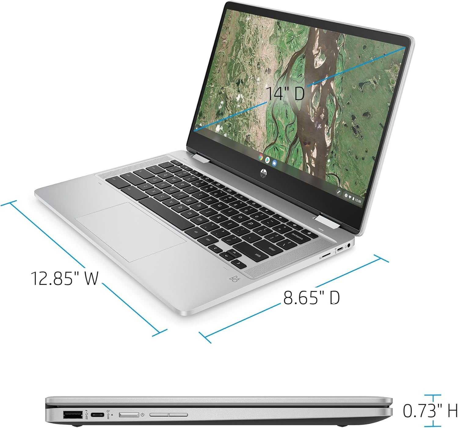 Chromebook X360 14B 14/Inch HD 2-In-1 Touchscreen(Intel Celeron N4500,4GB RAM,128GB Storage(64Gb Emmc + 64GB SD Card),Webcam)Home&Education Laptop,13.5-Hr Battery Life,Ist SD Card,Chrome OS Silver