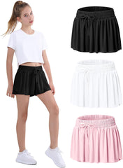 Girls Butterfly Shorts Flowy Athletic 2 in 1 Tennis Gym Cheer Skirt Skort Dance Running Preppy Clothes 2-14Y