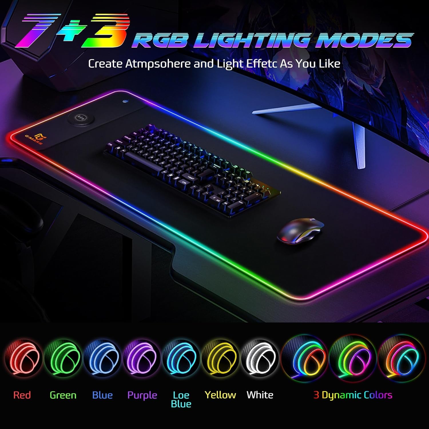 RGB Gaming Mouse Pad,15W Wireless Charging Mousepad with 10 Light Modes, Large Mousepad with Premium Smooth Surface, Non-Slip Mouse Mat for Gaming, Desk, Pc,Office, 31.5X11.8X0.16Inch