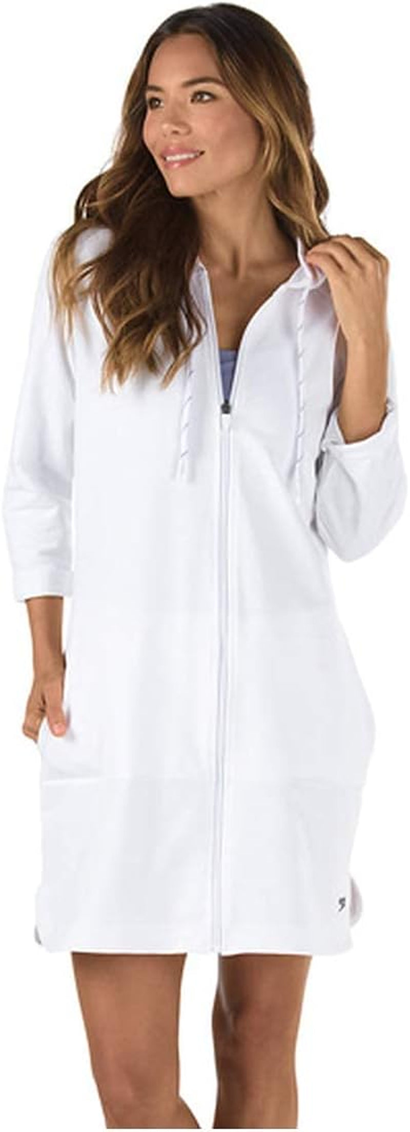 Women'S Hooded Aquatic Fitness Robe and Cover-Up, with Full Front Zip