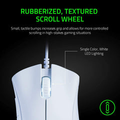 Deathadder Essential Gaming Mouse: 6400 DPI Optical Sensor - 5 Programmable Buttons - Mechanical Switches - Rubber Side Grips - Mercury White